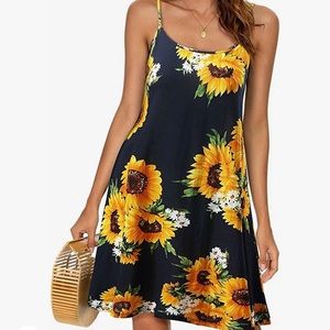 Women's Sleeveless Adjustable Strappy Summer Beach Swing Dress